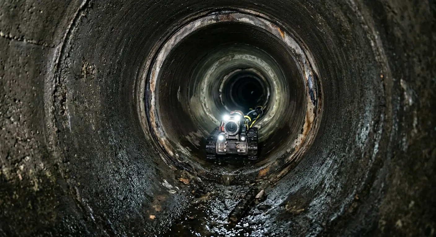 Robotic sewer camera inspecting pipe interior for Drain Snake Service in Atlanta